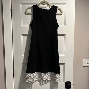 Betsey Johnson Black Sleeveless Dress with White Lips Lace Bottom